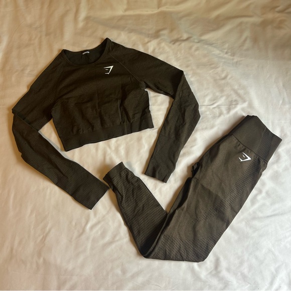 Gymshark Vital Seamless Set – Espresso Marl (Crop Top M / Leggings S) - Picture 1 of 4